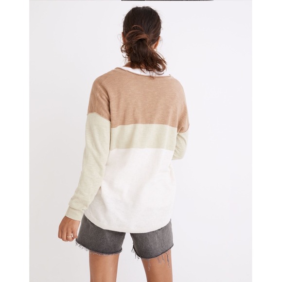 Madewell Palmdale Linen Blend Colorblock Stripe Sweater XS Coastal Indie Minimal - Picture 2 of 7